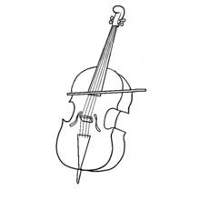 Disegno Violoncello o contrabbasso con corde e archetto da colorare Disegno Violoncello o contrabbasso con corde e archetto da colorare