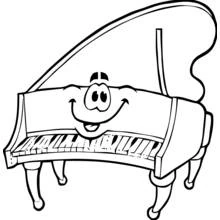 Disegno Pianoforte a coda sorridente con faccia allegra da colorare Disegno Pianoforte a coda sorridente con faccia allegra da colorare