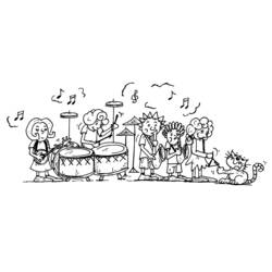 Disegno Gruppo di bambini che suonano strumenti musicali da colorare Disegno Gruppo di bambini che suonano strumenti musicali da colorare