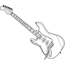 Disegno Chitarra elettrica con manico dettagliato e tasti da colorare Disegno Chitarra elettrica con manico dettagliato e tasti da colorare