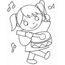 Disegno Bambina che suona il tamburo da colorare Disegno Bambina che suona il tamburo da colorare