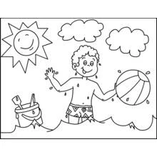 Disegno Bambino che gioca con una palla da spiaggia in acqua da colorare Disegno Bambino che gioca con una palla da spiaggia in acqua da colorare
