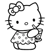 Disegno Hello Kitty beve una bevanda estiva da colorare Disegno Hello Kitty beve una bevanda estiva da colorare