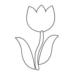 Disegno Tulipano semplice con due foglie da colorare