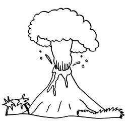 Disegno Vulcano in eruzione con nube di fumo da colorare