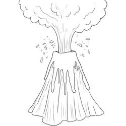 Disegno Vulcano in eruzione con fumo e lava da colorare