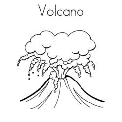 Disegno Vulcano in eruzione con una nuvola di fumo da colorare
