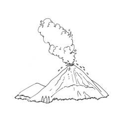 Disegno Vulcano in eruzione con nuvola di fumo da colorare