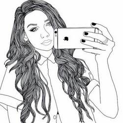 Disegno Ragazza che si fa un selfie con un iPhone da colorare
