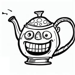 Disegno Teiera buffa con un grande sorriso da colorare