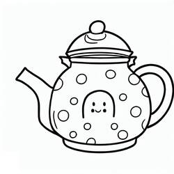 Disegno Teiera con un viso sorridente e pois da colorare