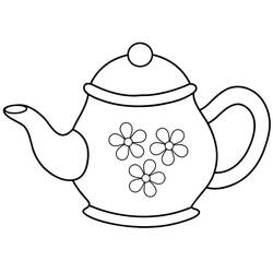 Disegno Teiera decorata con fiori da colorare