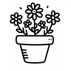 Disegno Vaso da Fiori con cinque fiori sbocciati da colorare
