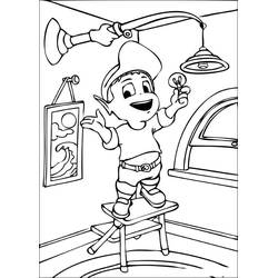 Disegno Adiboo in piedi su uno sgabello mentre ripara una lampada da colorare
