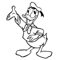 Disegno Paperino che saluta con cappellino e fiocco da colorare Disegno Paperino che saluta con cappellino e fiocco da colorare