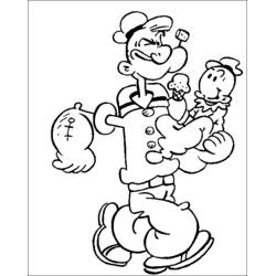 Disegno Braccio di Ferro con un bebè da colorare Disegno Braccio di Ferro con un bebè da colorare