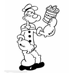 Disegno Popeye con una lattina di spinaci da colorare Disegno Popeye con una lattina di spinaci da colorare