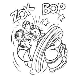 Disegno Popeye colpisce Brutus in una lotta da colorare Disegno Popeye colpisce Brutus in una lotta da colorare