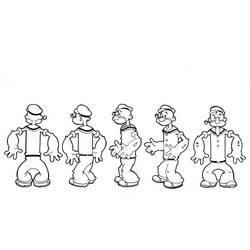 Disegno Popeye mostrato da cinque angolazioni diverse da colorare Disegno Popeye mostrato da cinque angolazioni diverse da colorare