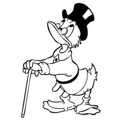 Disegno Scrooge McDuck che cammina con il bastone da colorare