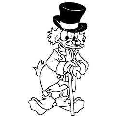 Disegno Scrooge McDuck appoggiato al bastone da colorare