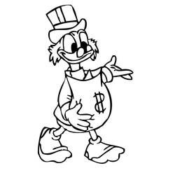 Disegno Scrooge McDuck con un sacco di monete da colorare