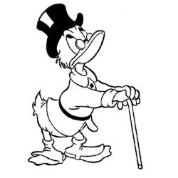 Disegno Scrooge McDuck che passeggia con il bastone da colorare