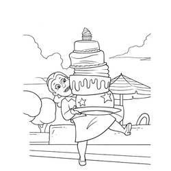Disegno Sindaco Goodway con una grande torta di compleanno da colorare