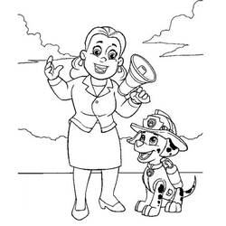 Disegno Sindaco Goodway parla con il megafono vicino a Marshall da colorare