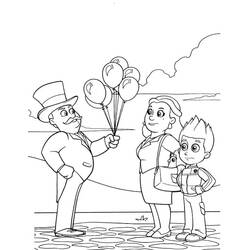 Disegno Sindaco Goodway con il venditore di palloncini e Ryder da colorare