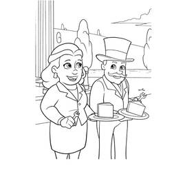 Disegno Sindaco Goodway e Sindaco Hellinger con torta da colorare