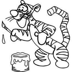 Disegno Tigger che dipinge con un pennello da colorare
