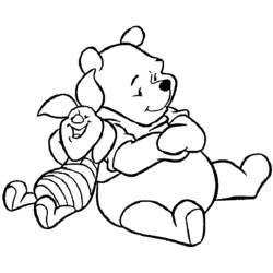Disegno Winnie the Pooh seduto con Pimpi da colorare Disegno Winnie the Pooh seduto con Pimpi da colorare