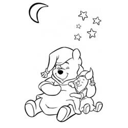 Disegno Winnie the Pooh e Pimpi prima di dormire da colorare Disegno Winnie the Pooh e Pimpi prima di dormire da colorare