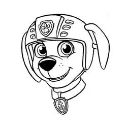 Disegno Zuma PAW Patrol volto sorridente con casco da colorare Disegno Zuma PAW Patrol volto sorridente con casco da colorare