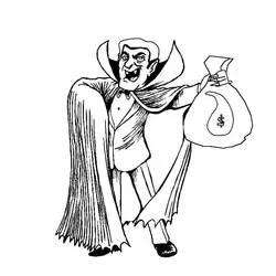 Disegno Dracula con un sacco di denaro da colorare Disegno Dracula con un sacco di denaro da colorare
