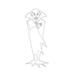 Disegno Dracula in piedi con mantello e zanne da colorare Disegno Dracula in piedi con mantello e zanne da colorare