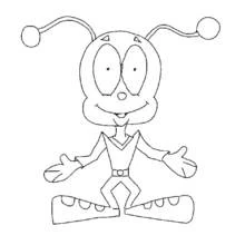 Disegno Extraterrestre con antenne e grandi scarpe da colorare