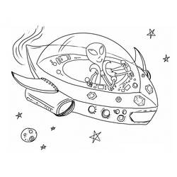 Disegno Extraterrestre alla guida di un'astronave da colorare