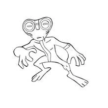 Disegno Extraterrestre accovacciato con grandi occhi rotondi da colorare