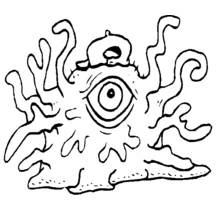 Disegno Extraterrestre con un occhio, tentacoli e berretto da colorare