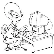 Disegno Extraterrestre al lavoro al computer da colorare