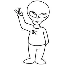 Disegno Extraterrestre che fa il segno della pace da colorare