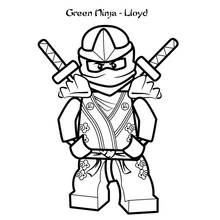 Disegno Lloyd il ninja verde con le spade incrociate da colorare Disegno Lloyd il ninja verde con le spade incrociate da colorare