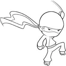 Disegno Ninja bambino che corre con un mantello svolazzante da colorare Disegno Ninja bambino che corre con un mantello svolazzante da colorare