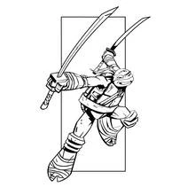 Disegno Tartaruga ninja Leonardo attacca con due spade da colorare Disegno Tartaruga ninja Leonardo attacca con due spade da colorare
