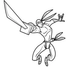 Disegno Ninja che salta con una grande spada da colorare Disegno Ninja che salta con una grande spada da colorare