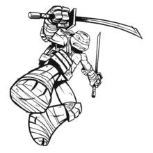 Disegno Leonardo la tartaruga ninja in posa di combattimento da colorare Disegno Leonardo la tartaruga ninja in posa di combattimento da colorare