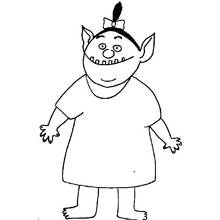 Disegno Orco sorridente con fiocco in testa da colorare Disegno Orco sorridente con fiocco in testa da colorare