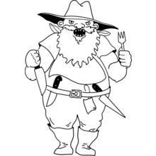 Disegno Orco che tiene una forchetta con una lunga barba da colorare Disegno Orco che tiene una forchetta con una lunga barba da colorare